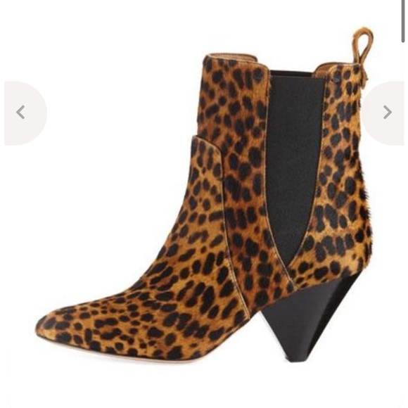 Veronica Beard Calf Hair Leopard Ankle Boots - size 7 - Picture 10 of 17